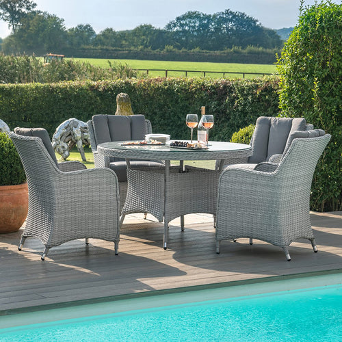 Extreme 4 Seat Round Rattan Dining Set with Weatherproof Cushions