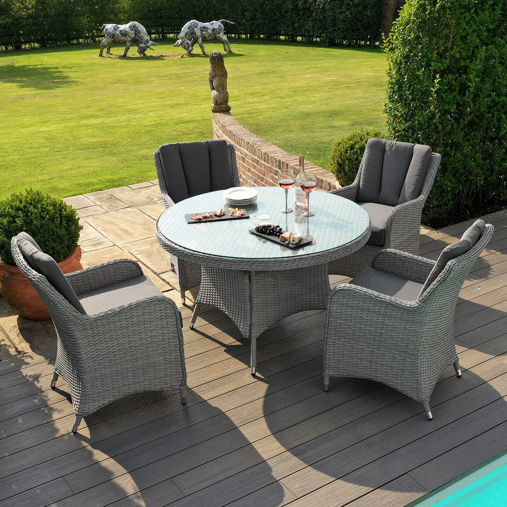Extreme 4 Seat Round Rattan Dining Set with Weatherproof Cushions