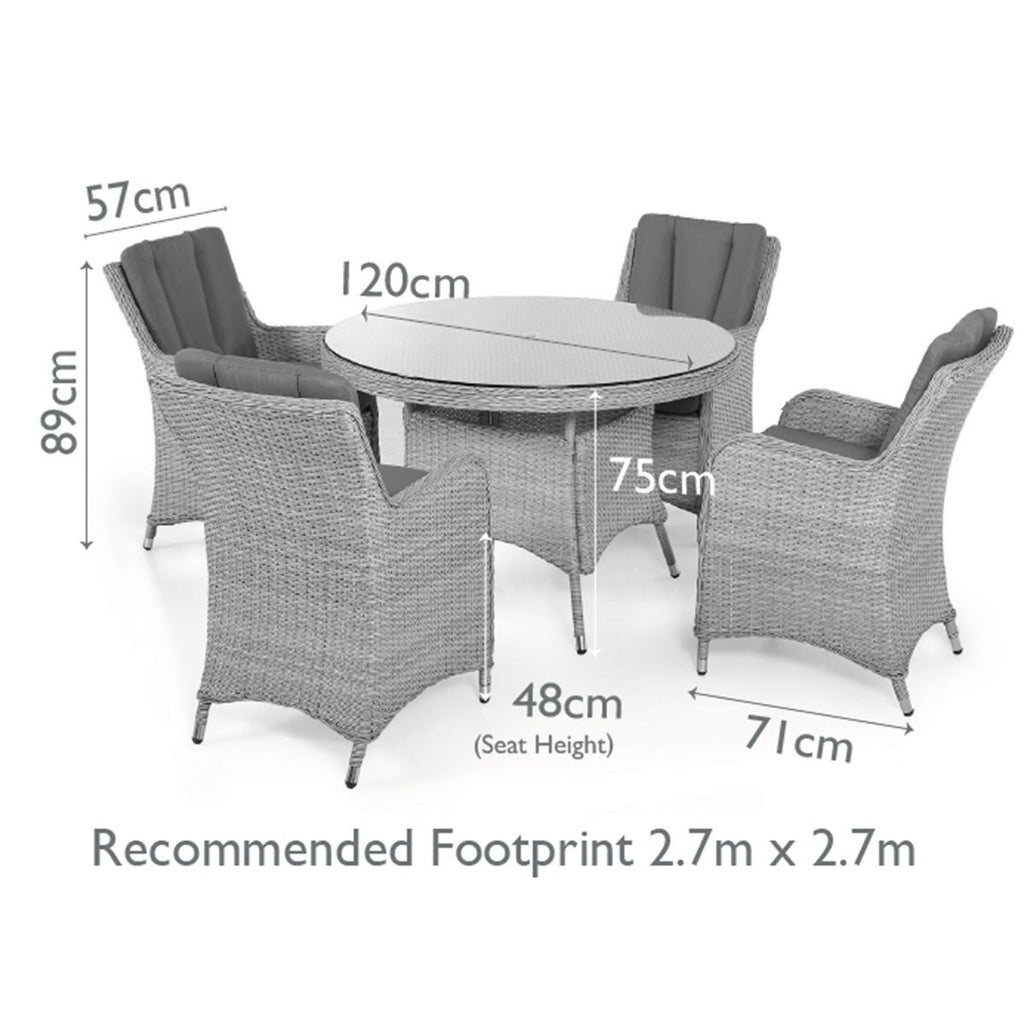 Extreme 4 Seat Round Rattan Dining Set with Weatherproof Cushions