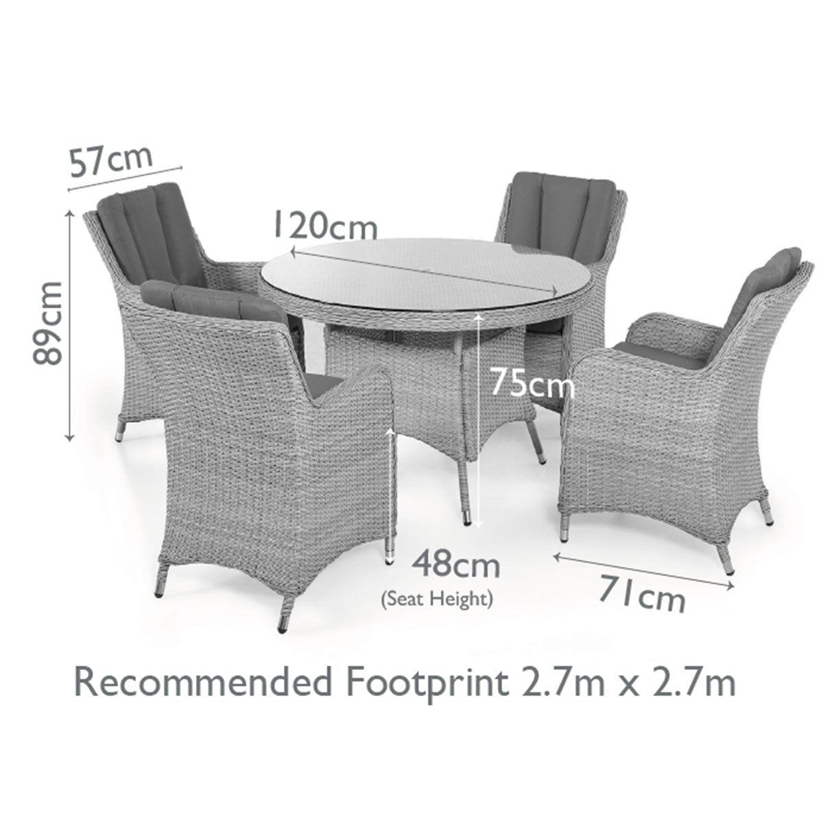 Extreme 4 Seat Round Rattan Dining Set with Weatherproof Cushions