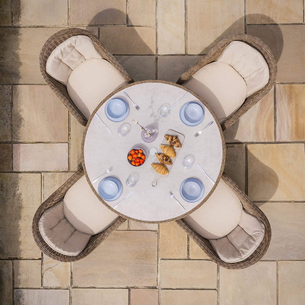 Extreme 4 Seat Round Rattan Dining Set