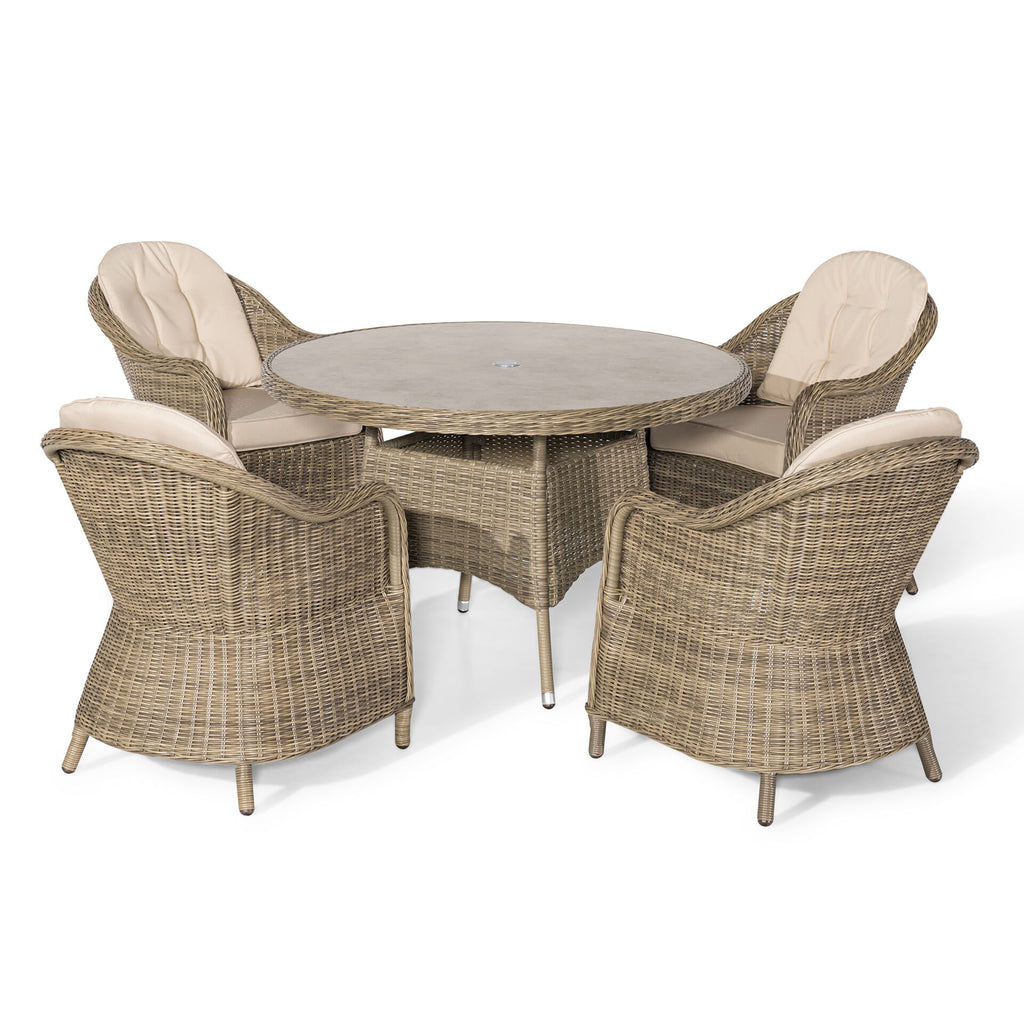 Extreme 4 Seat Round Rattan Dining Set